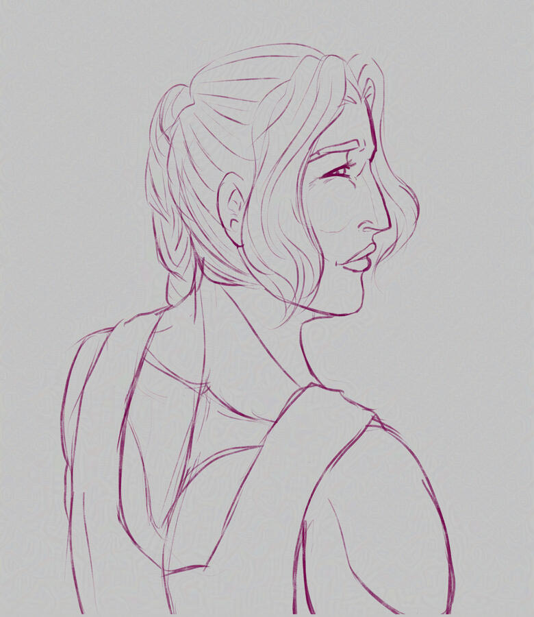 Digital sketch of a well muscled woman
